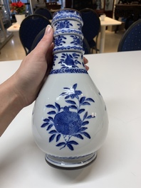 A rare Chinese blue and white vase and cover for the Thai market with the royal initials of King Rama V, 19th C.