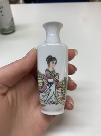 Six small Chinese famille rose vases, Qianlong and Hongxian marks, 20th C.