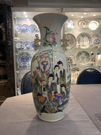 A Chinese famille rose vase, signed Yu Zhao 余钊, dated 1917