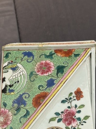 A pair of large Chinese famille rose figures on stands, Qianlong