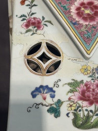 A pair of large Chinese famille rose figures on stands, Qianlong