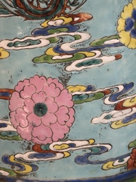 A pair of large Chinese famille rose figures on stands, Qianlong