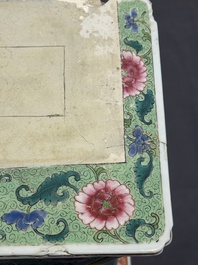 A pair of large Chinese famille rose figures on stands, Qianlong