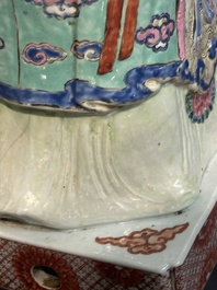 A pair of large Chinese famille rose figures on stands, Qianlong