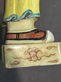 A pair of large Chinese famille rose figures on stands, Qianlong