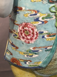 A pair of large Chinese famille rose figures on stands, Qianlong