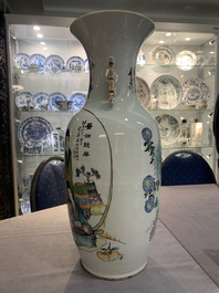 A Chinese famille rose vase, signed Yu Zhao 余钊, dated 1917