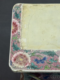 A pair of large Chinese famille rose figures on stands, Qianlong