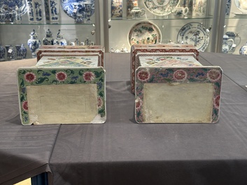 A pair of large Chinese famille rose figures on stands, Qianlong