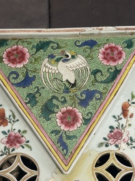 A pair of large Chinese famille rose figures on stands, Qianlong