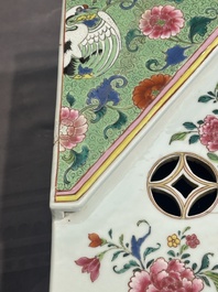 A pair of large Chinese famille rose figures on stands, Qianlong