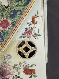 A pair of large Chinese famille rose figures on stands, Qianlong