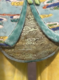 A pair of large Chinese famille rose figures on stands, Qianlong