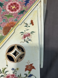 A pair of large Chinese famille rose figures on stands, Qianlong