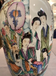 A Chinese famille rose vase, signed Yu Zhao 余钊, dated 1917