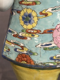 A pair of large Chinese famille rose figures on stands, Qianlong