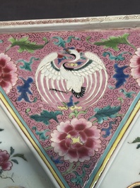 A pair of large Chinese famille rose figures on stands, Qianlong