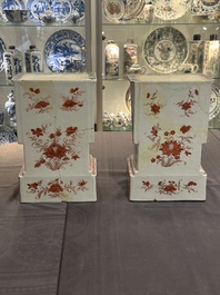 A pair of large Chinese famille rose figures on stands, Qianlong