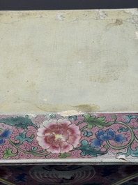 A pair of large Chinese famille rose figures on stands, Qianlong