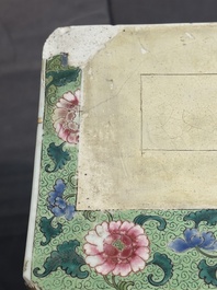 A pair of large Chinese famille rose figures on stands, Qianlong