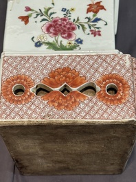 A pair of large Chinese famille rose figures on stands, Qianlong