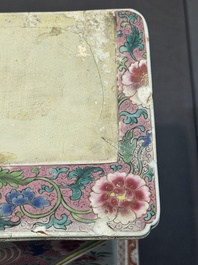 A pair of large Chinese famille rose figures on stands, Qianlong