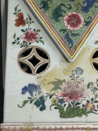 A pair of large Chinese famille rose figures on stands, Qianlong