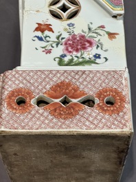 A pair of large Chinese famille rose figures on stands, Qianlong