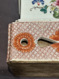 A pair of large Chinese famille rose figures on stands, Qianlong