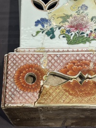 A pair of large Chinese famille rose figures on stands, Qianlong