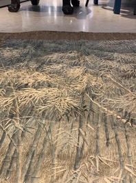 A Japanese embroidered silk with six tigers in the bamboo forest, 應舉 mark, Meiji, 19th C.
