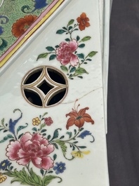 A pair of large Chinese famille rose figures on stands, Qianlong