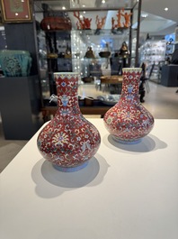 A pair of Chinese famille rose 'bajixiang' vases, Qianlong mark, Republic