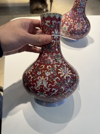 A pair of Chinese famille rose 'bajixiang' vases, Qianlong mark, Republic