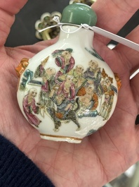 A Chinese famille rose '18 Luohan' snuff bottle, Daoguang mark and of the period