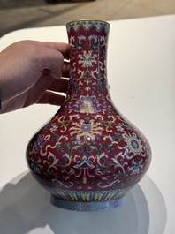 A pair of Chinese famille rose 'bajixiang' vases, Qianlong mark, Republic
