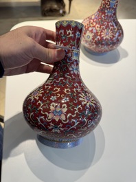 A pair of Chinese famille rose 'bajixiang' vases, Qianlong mark, Republic