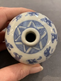 A Chinese wucai vase and seven blue and white jarlets, 19th C.