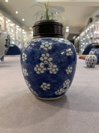 A Chinese wucai vase and seven blue and white jarlets, 19th C.