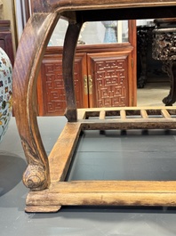 A rare and exceptional Chinese huanghuali sedan chair, Jianyu 肩輿, signed Zhang Dai 張岱, 17th C.