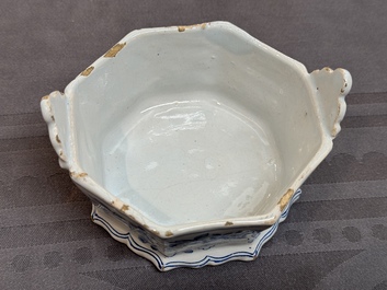 Two blue and white Dutch Delft butter tubs, 18th C.
