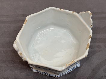 Two blue and white Dutch Delft butter tubs, 18th C.
