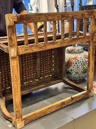 A rare and exceptional Chinese huanghuali sedan chair, Jianyu 肩輿, signed Zhang Dai 張岱, 17th C.