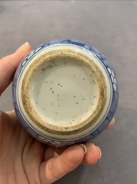 A Chinese wucai vase and seven blue and white jarlets, 19th C.
