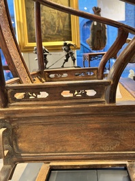 A rare and exceptional Chinese huanghuali sedan chair, Jianyu 肩輿, signed Zhang Dai 張岱, 17th C.
