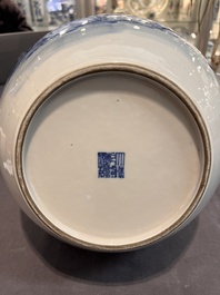 A Chinese blue and white 'tianqiuping' 'peony' vase, Qianlong mark, Republic