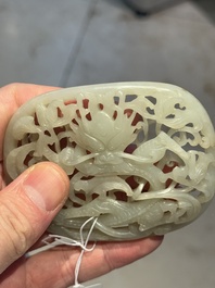 Three Chinese reticulated jade plaques, Ming/Qing
