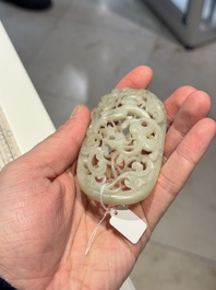 Three Chinese reticulated jade plaques, Ming/Qing