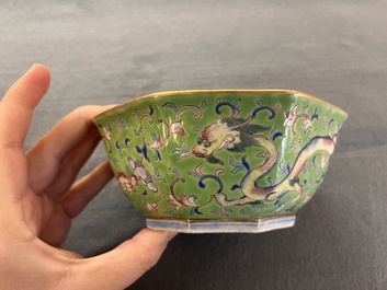 Two Chinese famille rose 'dragon' bowls, Tongzhi mark and of the period