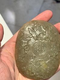Three Chinese reticulated jade plaques, Ming/Qing